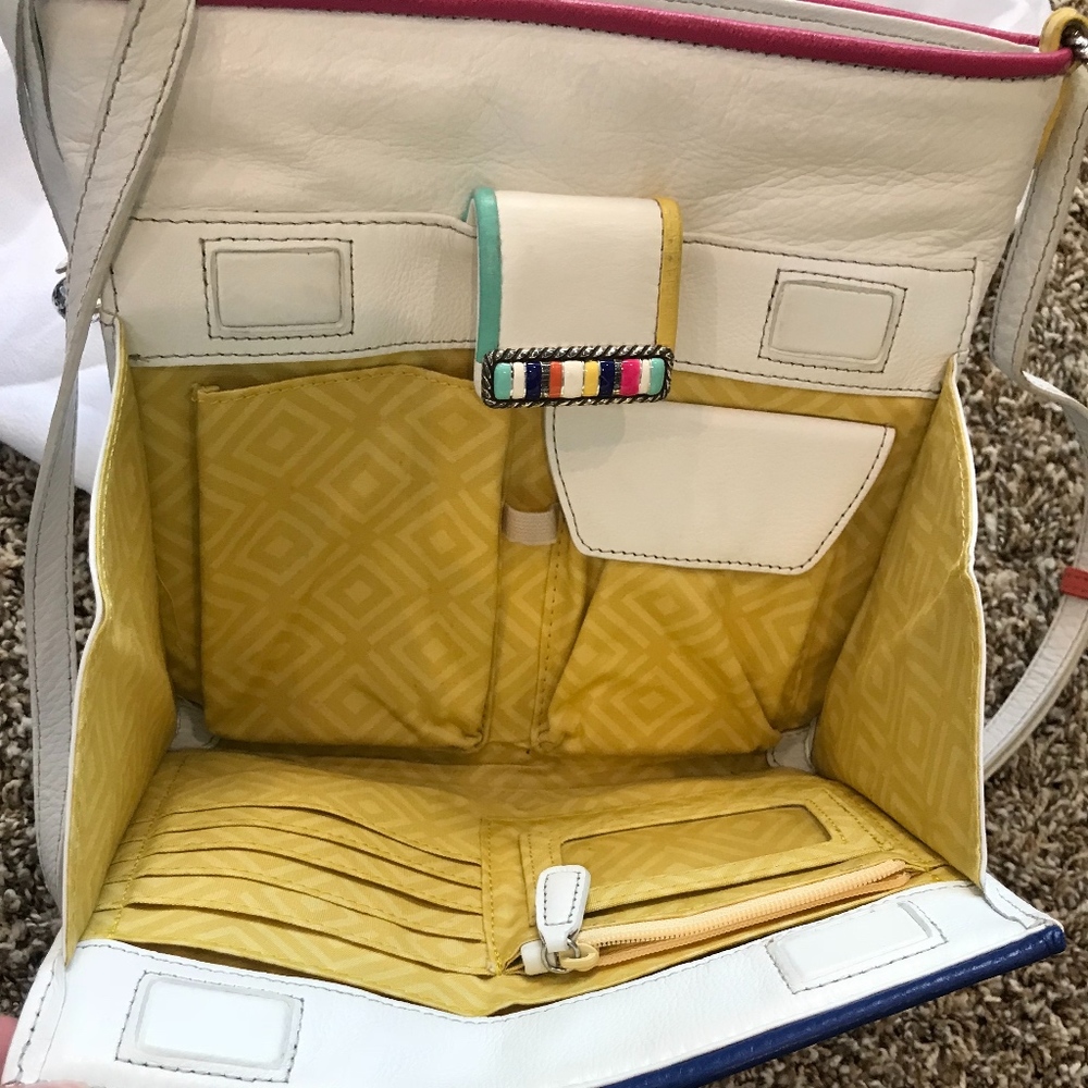 Brighton White Leather Crossbody Purse,